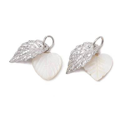 Natural Shell & Stainless Steel Pendants PALLOY-JF05888-1
