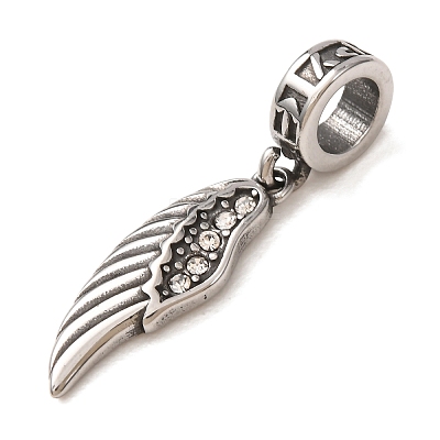 316 Surgical Stainless Steel & Rhinestone European Dangle Charms SA-CBA7555-16AS-01-1