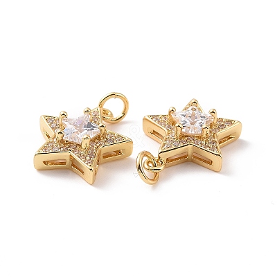 Star Brass Micro Pave Clear Cubic Zirconia Pendants KK-G435-38G-1