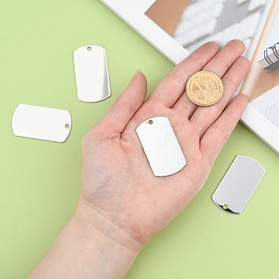 Tarnish Resistant 201 Stainless Steel Rectangle Mirror Polished Finish Stamping Blank Tag Pendants STAS-S031-03-1