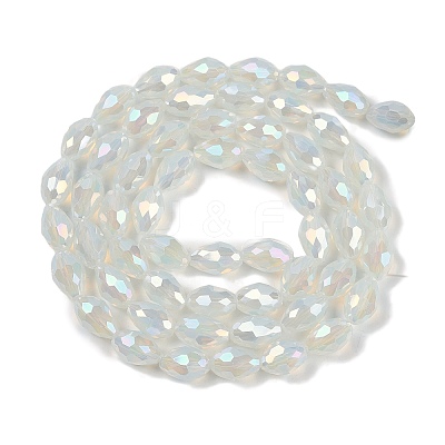 Opaque Solid Color Electroplate Glass Beads Strands EGLA-N013-J8mm-B02-1