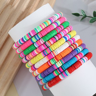 10Pcs Polymer Clay Bracelets BJEW-SW001601-1