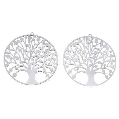 Non-Tarnish 201 Stainless Steel Filigree Pendants X-STAS-R102-37P-1