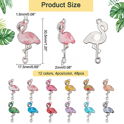48Pcs 12 Colors Alloy Enamel Connector Charms ENAM-PH0002-23-1