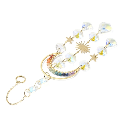 Glass Teardrop Pendant Decorations HJEW-JM01164-1