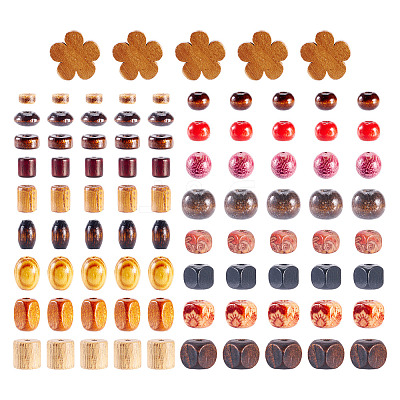 360Pcs 18 Styles Wood Beads WOOD-TA0002-75-1