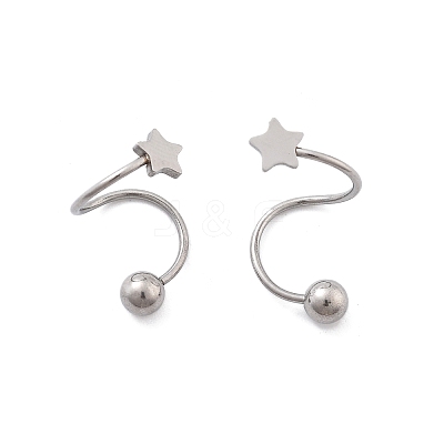 304 Stainless Steel Spiral Cartilage Earrings AJEW-A062-04P-02-1