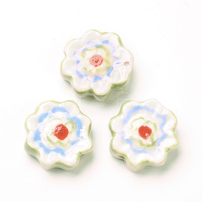 Handmade Porcelain Flower Beads Strands PORC-J008-04C-1