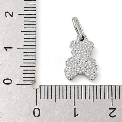 304 Stainless Steel Pave Natural White Shell Bear Charms with Jump Ring STAS-B075-01P-02-1