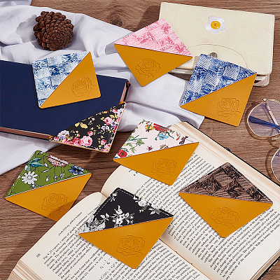 12Pcs 12 Style Printed Imitation Leather Page Corners AJEW-GO0001-11-1
