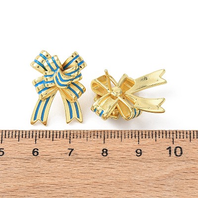 Bowknot Brass Stud Earrings EJEW-Z156-01G-1