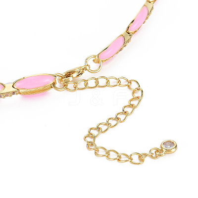 Brass Micro Pave Cubic Zirconia Link Tennis Necklaces for Women NJEW-T013-01G-07-1