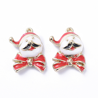 Golden Plated Alloy Enamel Pendants ENAM-D040-C06-G-1