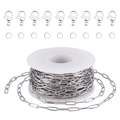 304 Stainless Steel Paperclip Chains Bracelet Necklace DIY Making Kit DIY-TA0009-67-1