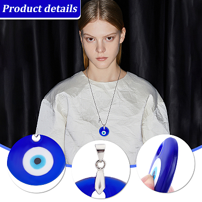8Pcs 4 Style Handmade Evil Eye Lampwork Pendants LAMP-PH0001-10-1