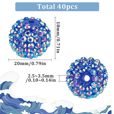 40Pcs Resin Rhinestone Beads RESI-SC0003-14B-1