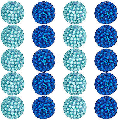 40Pcs 2 Colors Transparent Resin Rhinestone Graduated Beads RESI-PA0001-29-1