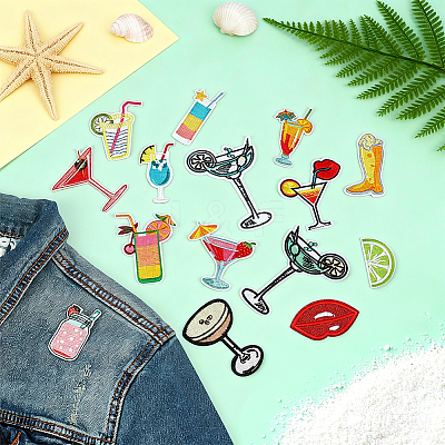 15Pcs 15 Styles Computerized Embroidery Polyester Iron on/Sew on Patches PATC-PH0001-81-1