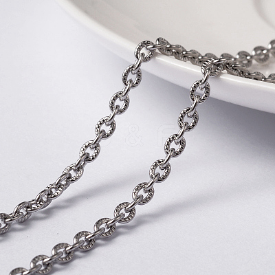 Tarnish Resistant 304 Stainless Steel Textured Cable Chains CHS-H007-46P-1