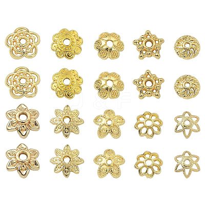 100Pcs 10 Styles Brass Bead Caps KK-CJ0002-08-1