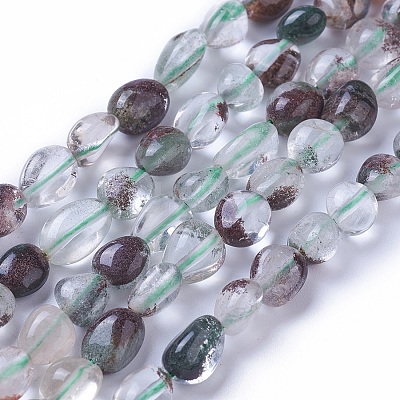 Natural Green Lodolite Quartz/Garden Quartz Beads Strands G-P433-08-1