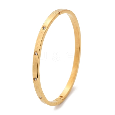 304 Stainless Steel Rhinestone Bangles for Women BJEW-Z092-05G-1