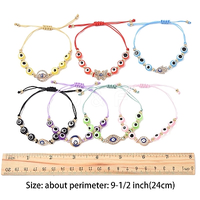 Resin Evil Eye Braided Bead Bracelets for Women BJEW-FS00018-06-1