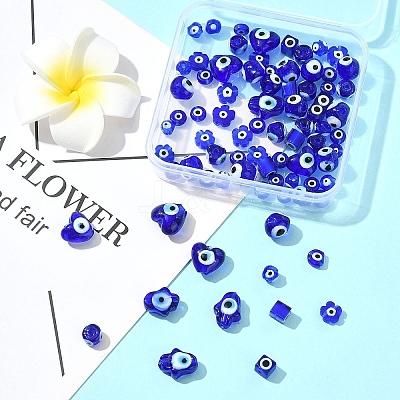 80Pcs 8 Styles Handmade Lampwork Evil Eye Beads LAMP-FS0001-38B-1