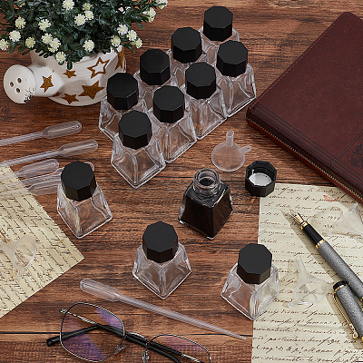 Glass Fountain Pen Ink Bottle AJEW-BC0010-69A-1