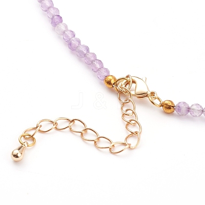Natural Amethyst Beaded Necklaces NJEW-JN03315-01-1