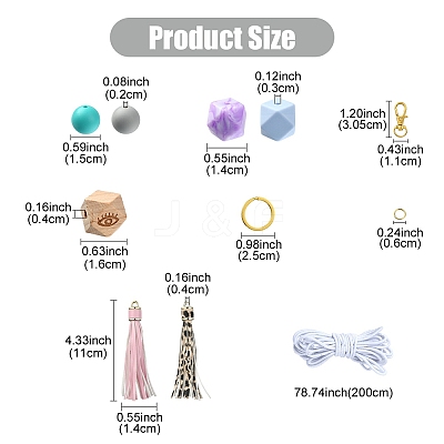 DIY Tassel & Silicone Beaded Keychain Making Kit DIY-YW0008-57-1