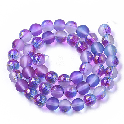 Frosted Spray Painted Glass Beads Strands GLAA-N035-03C-C03-1