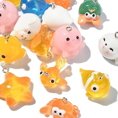 20Pcs 10 Styles Ocean Theme Resin Pendants RESI-CJ0003-52-1