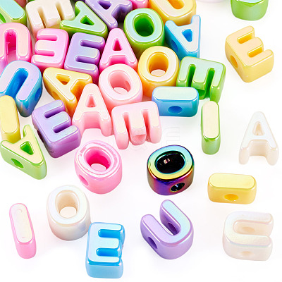 40Pcs 5 Styles UV Plating Opaque Acrylic European Beads OACR-TA0004-91-1