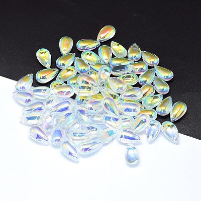 Transparent Glass Charms GLAA-H016-11K-1-1
