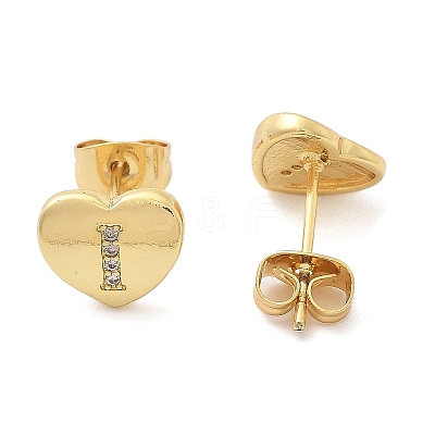 Rack Plating Brass Micro Pave Clear Cubic Zirconia Stud Earrings EJEW-K299-01G-I-1