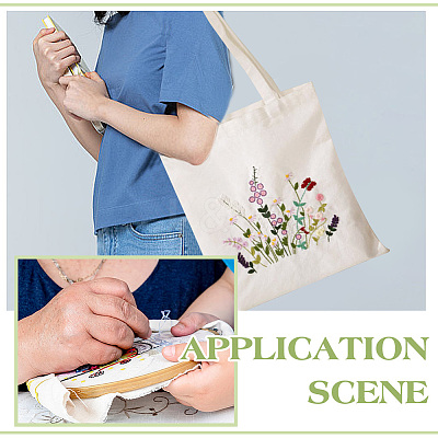 Flower Pattern DIY Canvas Women's Shoulder Bag Making Kits DIY-WH0349-356A-1