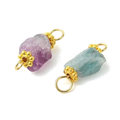 304 Stainless Steel & Raw Rough Natural Fluorite Connector Charms PALLOY-JF06001-1