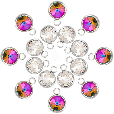 16Pcs 2 Color Glass Charms GLAA-DC0001-02-1