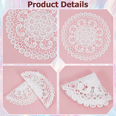 Flower Polyester Embroidery Lace Coasters AJEW-CN0007-46A-1