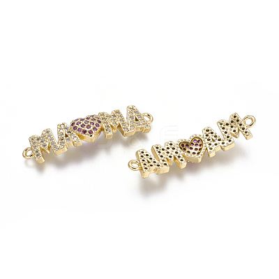 Brass Micro Pave Cubic Zirconia Links Connectors ZIRC-G152-14G-1