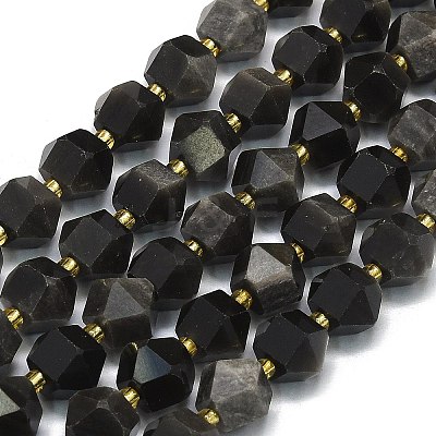 Natural Silver Obsidian Beads Strands G-I376-A31-01-1