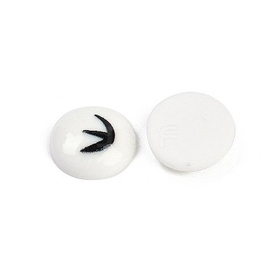 White and Black Flat Round Cartoon Resin Cabochons LS-CRES-Q009-01B-1