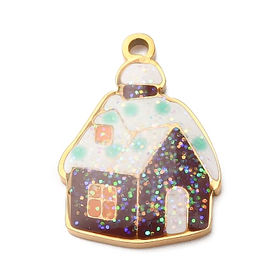 Christmas 304 Stainless Steel Enamel Pendants LS-STAS-B112-02G-06-1