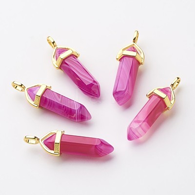 Natural Striped Agate/Banded Agate Pointed Pendants G-G902-A02-1