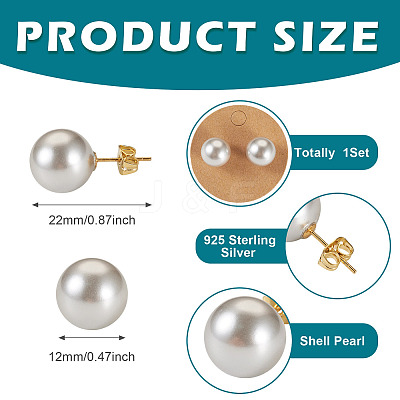 925 Sterling Silver Round Stud Earrings EJEW-TAC00030-03-1