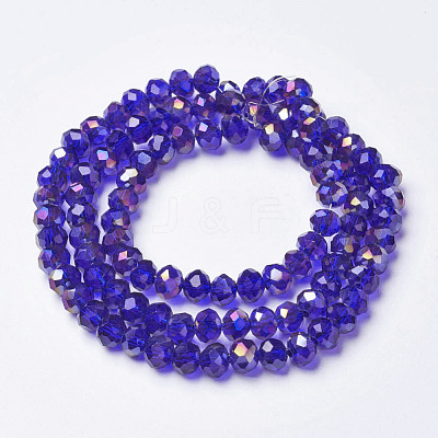 Electroplate Transparent Glass Beads Strands EGLA-A034-T6mm-F15-1