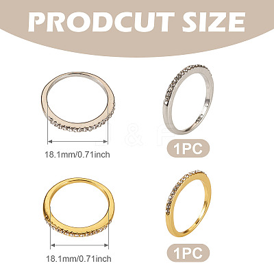 2Pcs 2 Colors Alloy with Crystal Rhinestone Finger Rings RJEW-TADJ0001-01B-1