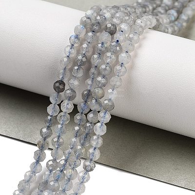 Faceted Round Natural Labradorite Bead Strands G-I156-03-3mm-1