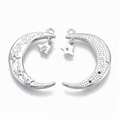 Brass Micro Pave Cubic Zirconia Pendants KK-T062-02P-NF-1